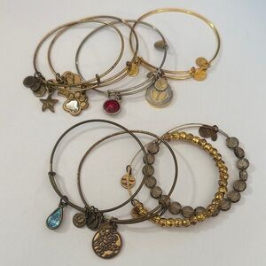 Elegant Gold Alex and Ani Charm Bracelet Set
